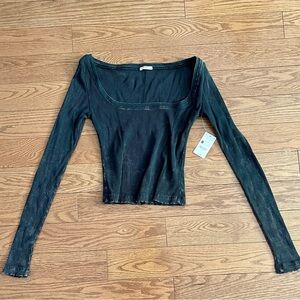 Ardene Black Ribbed Long Sleeve Top